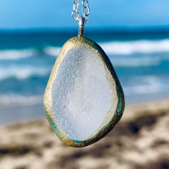 Hand Crafted Jewelry - Painted Mermaid Seaglass Necklace